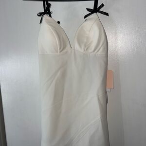 City Studio White Mini Dress with Black Accents